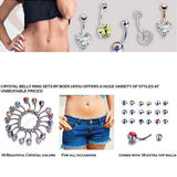 Maxbell 15Pcs Mixed Body Jewelry Piercing Kit 14g Needles Stainless Steel Belly Navel Ring for Women Men - Aladdin Shoppers