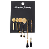 Maxbell 5 Pairs Charming Assorted Multiple Drop Dangle Long Tassel Earrings Jewelry Set