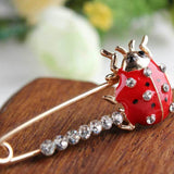 Maxbell Red Enamel Crystal Insect Ladybugs Brooch Lapel Pins Large Safety Pin Corsage - Aladdin Shoppers