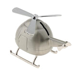 Silver Tone Cartoon Helicopter Piggy Bank Metal Money Box Coins Saving Box Home Decor Ornaments - Aladdin Shoppers