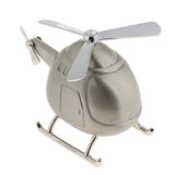 Silver Tone Cartoon Helicopter Piggy Bank Metal Money Box Coins Saving Box Home Decor Ornaments - Aladdin Shoppers