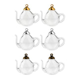 30x2Pcs Mini Teapot Empty Glass Wishing Bottle Vial Pendant Charms Craft Gold