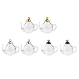 30x2Pcs Mini Teapot Empty Glass Wishing Bottle Vial Pendant Charms Craft Gold