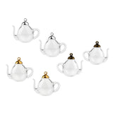 31x2Pcs Mini Teapot Empty Glass Wishing Bottle Vial Pendant Charms Craft Gold