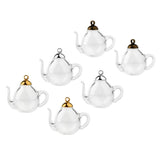 31x2Pcs Mini Teapot Empty Glass Wishing Bottle Vial Pendant Charms Craft Gold
