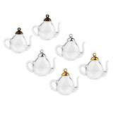 31x2Pcs Mini Teapot Empty Glass Wishing Bottle Vial Pendant Charms Craft Gold