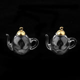30x2Pcs Mini Teapot Empty Glass Wishing Bottle Vial Pendant Charms Craft Gold