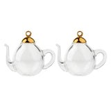 30x2Pcs Mini Teapot Empty Glass Wishing Bottle Vial Pendant Charms Craft Gold