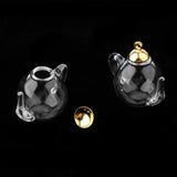 30x2Pcs Mini Teapot Empty Glass Wishing Bottle Vial Pendant Charms Craft Gold