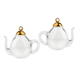 31x2Pcs Mini Teapot Empty Glass Wishing Bottle Vial Pendant Charms Craft Gold