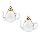 31x2Pcs Mini Teapot Empty Glass Wishing Bottle Vial Pendant Charms Craft Gold