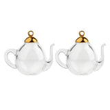 31x2Pcs Mini Teapot Empty Glass Wishing Bottle Vial Pendant Charms Craft Gold