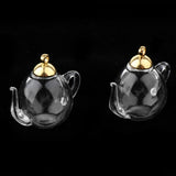 31x2Pcs Mini Teapot Empty Glass Wishing Bottle Vial Pendant Charms Craft Gold