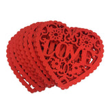 Wooden Hollow Heart Shape Wedding Party Decoration Supplies Wood Red Hanging Pendant Ornament Crafts for DIY Decoration - 10Pcs - Aladdin Shoppers