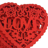 Wooden Hollow Heart Shape Wedding Party Decoration Supplies Wood Red Hanging Pendant Ornament Crafts for DIY Decoration - 10Pcs - Aladdin Shoppers