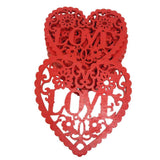 Wooden Hollow Heart Shape Wedding Party Decoration Supplies Wood Red Hanging Pendant Ornament Crafts for DIY Decoration - 10Pcs - Aladdin Shoppers
