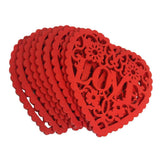 Wooden Hollow Heart Shape Wedding Party Decoration Supplies Wood Red Hanging Pendant Ornament Crafts for DIY Decoration - 10Pcs - Aladdin Shoppers