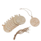 10 Pieces Round Wooden Decoration Bauble Ornaments Crafts - Hanging On Gifts Bags Wall Window Door Tree - Aladdin Shoppers