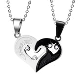 2Pcs Solid Stainless Steel Puzzle Matching I Love You Heart Couples Pendant Necklace Jewelry - Aladdin Shoppers