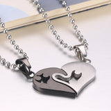 2Pcs Solid Stainless Steel Puzzle Matching I Love You Heart Couples Pendant Necklace Jewelry - Aladdin Shoppers