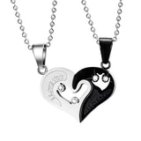 2Pcs Solid Stainless Steel Puzzle Matching I Love You Heart Couples Pendant Necklace Jewelry - Aladdin Shoppers