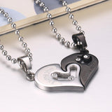 2Pcs Solid Stainless Steel Puzzle Matching I Love You Heart Couples Pendant Necklace Jewelry - Aladdin Shoppers