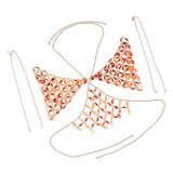 Maxbell Maxbell Sexy Bra Bikini Women Halter Sequin Tassel Summer Beach Chest Chain Rose Red