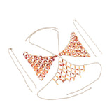 Maxbell Maxbell Sexy Bra Bikini Women Halter Sequin Tassel Summer Beach Chest Chain Rose Red