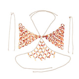 Maxbell Maxbell Sexy Bra Bikini Women Halter Sequin Tassel Summer Beach Chest Chain Rose Red