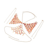 Maxbell Maxbell Sexy Bra Bikini Women Halter Sequin Tassel Summer Beach Chest Chain Rose Red