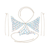 Maxbell Maxbell Sexy Bra Bikini Women Halter Sequin Tassel Summer Beach Chest Chain Blue
