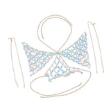 Maxbell Maxbell Sexy Bra Bikini Women Halter Sequin Tassel Summer Beach Chest Chain Blue