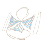 Maxbell Maxbell Sexy Bra Bikini Women Halter Sequin Tassel Summer Beach Chest Chain Blue