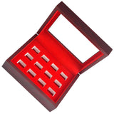 Natural Wood 12 Ring Hole Jewelry Box for Championship Ring Holder Display