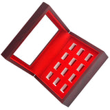 Natural Wood 12 Ring Hole Jewelry Box for Championship Ring Holder Display