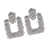 Trendy Geometric Earrings Womens Fashion Statement Dangle Earrings Silver
