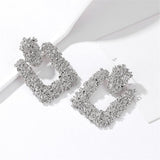 Trendy Geometric Earrings Womens Fashion Statement Dangle Earrings Silver