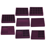 Maxbell 2 Pieces Elegant Velvet Stackable Jewelry Display Tray Case 12 Grids