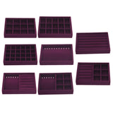 Maxbell 2 Pieces Elegant Velvet Stackable Jewelry Display Tray Case 12 Grids