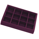 Maxbell 2 Pieces Elegant Velvet Stackable Jewelry Display Tray Case 12 Grids