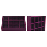 Maxbell 2 Pieces Elegant Velvet Stackable Jewelry Display Tray Case 12 Grids