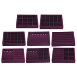 Maxbell 2 Pieces Elegant Velvet Stackable Jewelry Display Tray Case 12 Grids