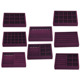 Maxbell 2 Pieces Elegant Velvet Stackable Jewelry Display Tray Case 12 Grids