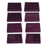 Maxbell 2 Pieces Elegant Velvet Stackable Jewelry Display Tray Case 12 Grids