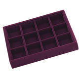 Maxbell 2 Pieces Elegant Velvet Stackable Jewelry Display Tray Case 12 Grids