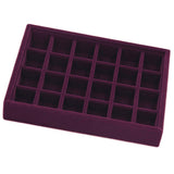 Maxbell 2 Pieces Elegant Velvet Stackable Jewelry Display Tray Case 24 Grids