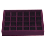 Maxbell 2 Pieces Elegant Velvet Stackable Jewelry Display Tray Case 24 Grids