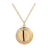 Women Openable Round Picture Photo Locket Pendant Necklace Chain  Gold