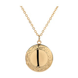 Women Openable Round Picture Photo Locket Pendant Necklace Chain  Gold