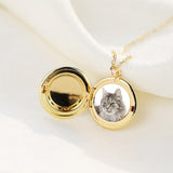 Women Openable Round Picture Photo Locket Pendant Necklace Chain  Gold